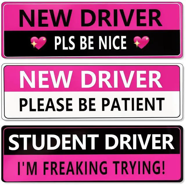 Main image of 3 Pack Student Driver Magnet for Car, Reflective New Driver Sticker, Please Be Patient Magnetic Sign for Beginner Drivers Safety, Removable Bumper Magnet for Women & Teens