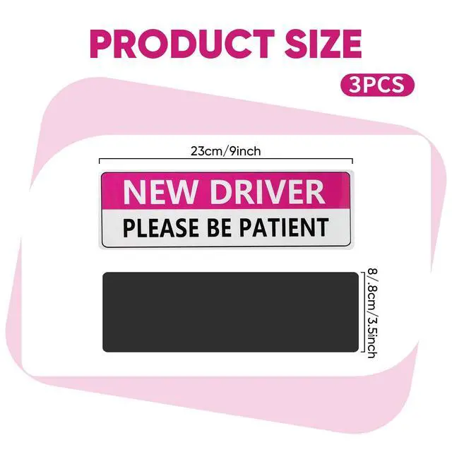 Alt view image 2 of 7 - 3 Pack Student Driver Magnet for Car, Reflective New Driver Sticker, Please Be Patient Magnetic Sign for Beginner Drivers Safety, Removable Bumper Magnet for Women & Teens