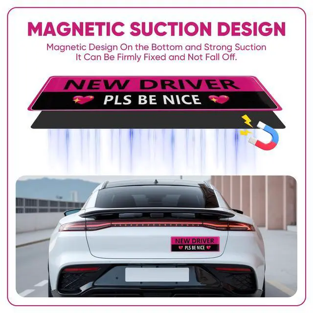 Alt view image 4 of 7 - 3 Pack Student Driver Magnet for Car, Reflective New Driver Sticker, Please Be Patient Magnetic Sign for Beginner Drivers Safety, Removable Bumper Magnet for Women & Teens