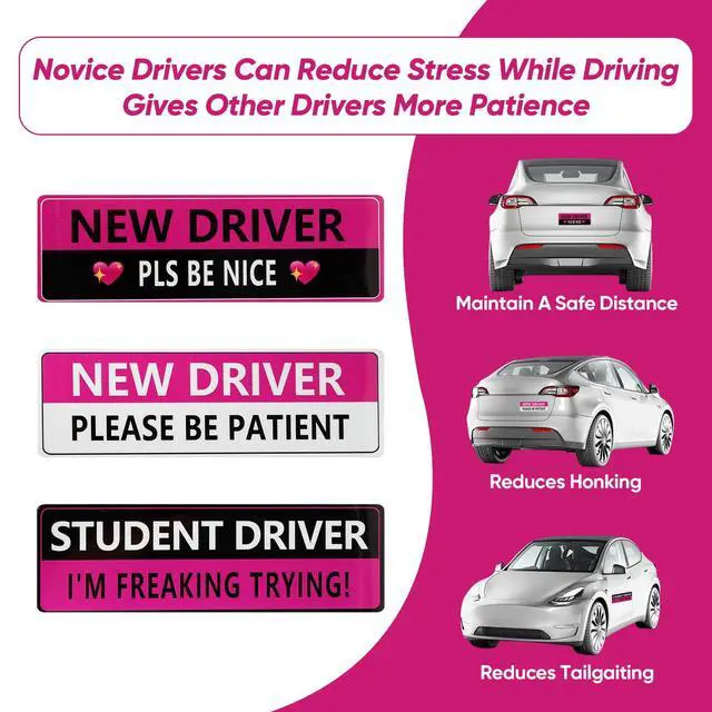 Alt view image 5 of 7 - 3 Pack Student Driver Magnet for Car, Reflective New Driver Sticker, Please Be Patient Magnetic Sign for Beginner Drivers Safety, Removable Bumper Magnet for Women & Teens