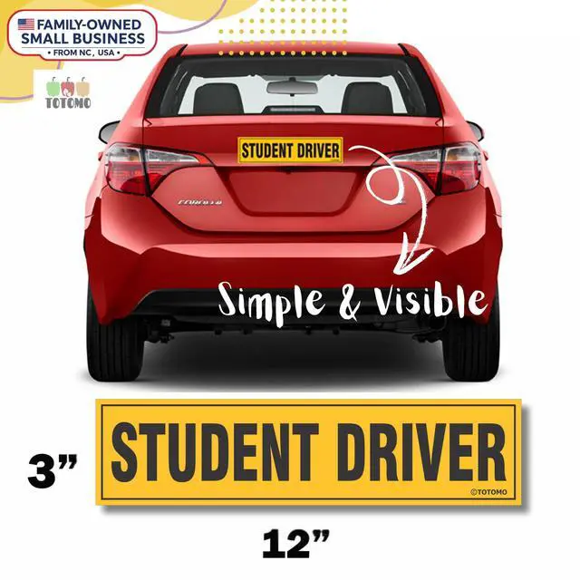 Alt view image 3 of 7 - Student Driver Magnet for Car Sign - Large 12"x3" Magnetic Reflective Vehicle Safety for New Rookie Learner Drivers Removable Bumper Sticker Please Be Patient (2 Pack) Yellow, Black
