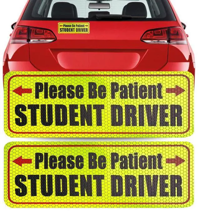 Main image of 3 Pcs Student Driver Magnet For Car,Please Be Patient Student Driver Sticker ,New Student Driver Sticker ,Safety Warning Signs,High Reflective,Reusable Movable,Set of 3. 3.5" x 9"