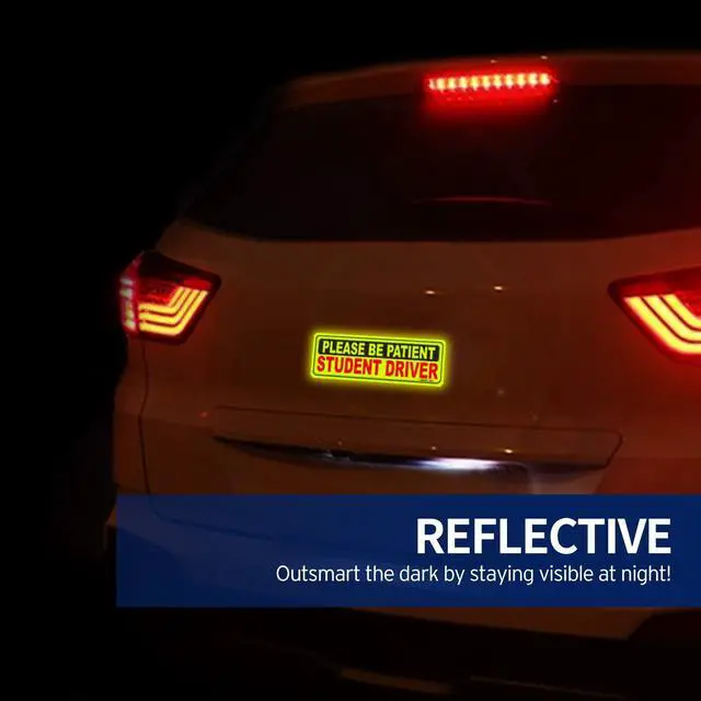 Alt view image 3 of 6 - Reflective Student Driver Magnet Car Signs - Please Be Patient Student Driver - Yellow Large Bold Text Vehicle Safety Bumper Sticker Magnetic Decal for New Driver Beginner (10 inch) - Set of 3
