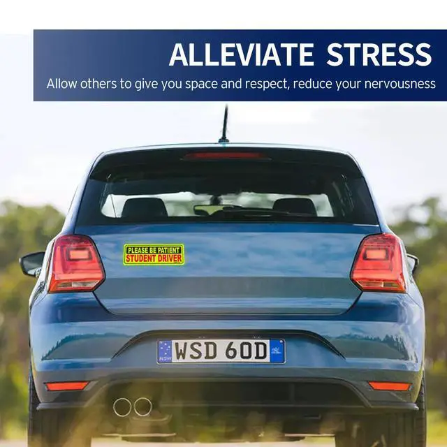 Alt view image 6 of 6 - Reflective Student Driver Magnet Car Signs - Please Be Patient Student Driver - Yellow Large Bold Text Vehicle Safety Bumper Sticker Magnetic Decal for New Driver Beginner (10 inch) - Set of 3