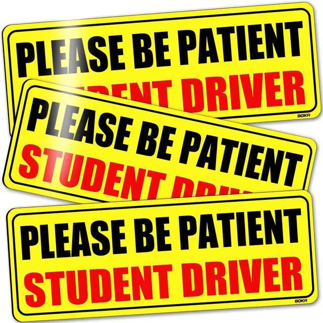 Main image of Student Driver Magnet for Car, 9"x3.5" Upgraded Please Be Patient New Driver Safety Signs, Teen Rookie Novice Driver Vehicle Bumper Magnetic Sticker for Beginner, High Reflective, Set of 3