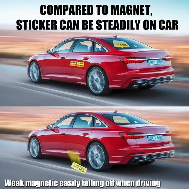 Alt view image 6 of 6 - Student Driver Magnet for Car, 9"x3.5" Upgraded Please Be Patient New Driver Safety Signs, Teen Rookie Novice Driver Vehicle Bumper Magnetic Sticker for Beginner, High Reflective, Set of 3