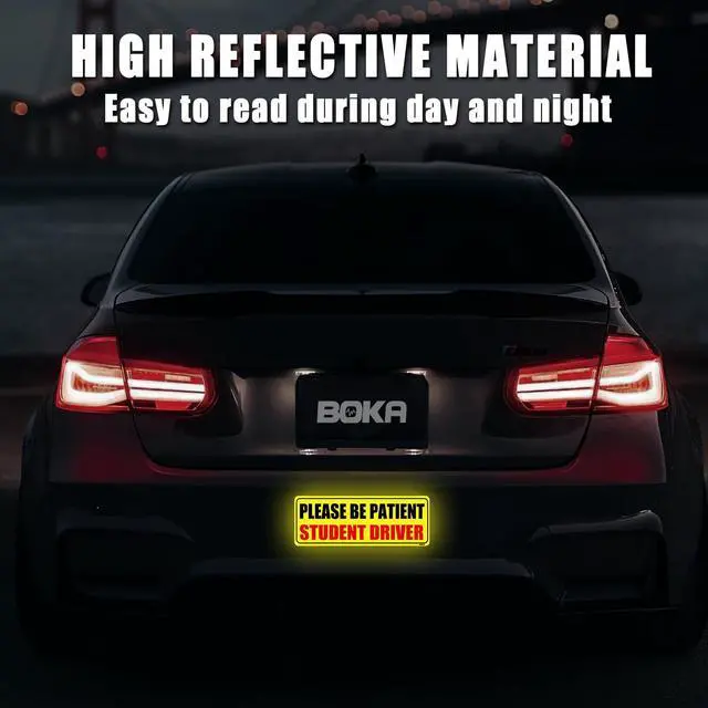 Alt view image 3 of 6 - Student Driver Magnet for Car, 9"x3.5" Upgraded Please Be Patient New Driver Safety Signs, Teen Rookie Novice Driver Vehicle Bumper Magnetic Sticker for Beginner, High Reflective, Set of 3