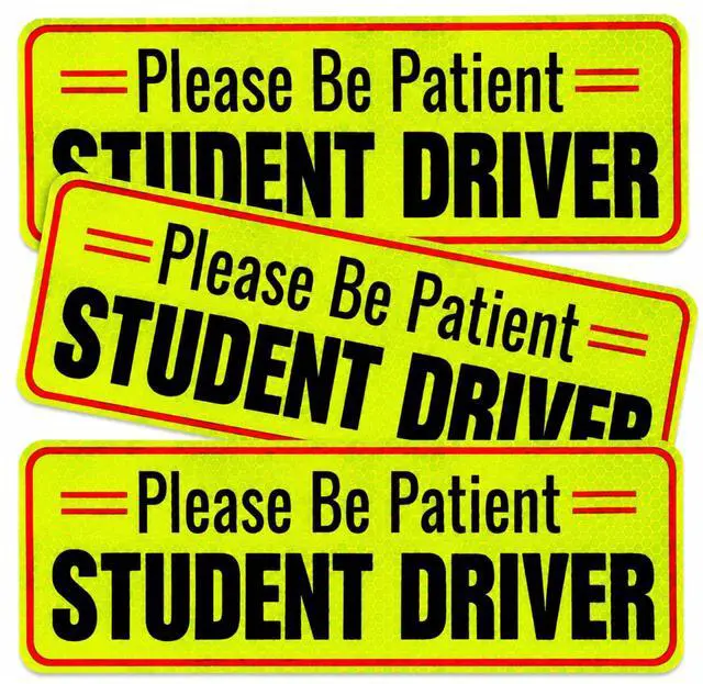 Main image of Student Driver Car Magnet Set of 3 - Reflective 10 Inch Magnetic Signs for Cars - New Driver Magnet for Vehicle - Student Drivers Sticker for Car Safety and Visibility