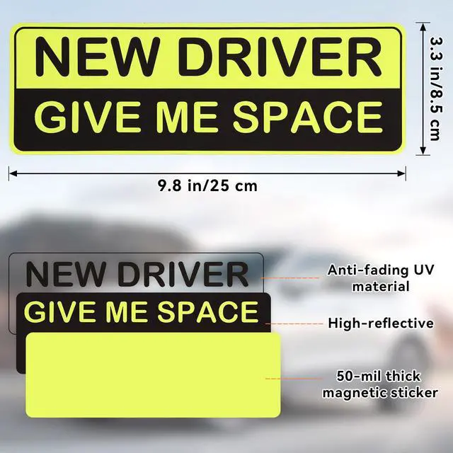 Alt view image 2 of 7 - 3 Pcs New Driver Magnets, Magnetic New Driver Stickers for Car, Reflective Student Driver Magnet for Bumper, Removable Magnet Car Safety Sign for Novice Rookie Driver