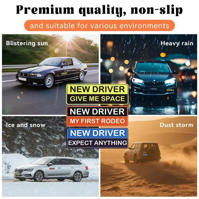 Alt view image 6 of 7 - 3 Pcs New Driver Magnets, Magnetic New Driver Stickers for Car, Reflective Student Driver Magnet for Bumper, Removable Magnet Car Safety Sign for Novice Rookie Driver