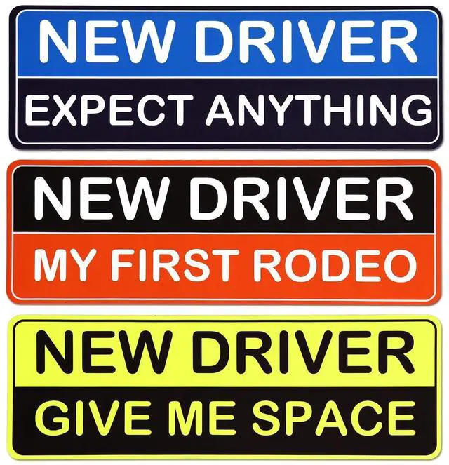 Main image of 3 Pcs New Driver Magnets, Magnetic New Driver Stickers for Car, Reflective Student Driver Magnet for Bumper, Removable Magnet Car Safety Sign for Novice Rookie Driver