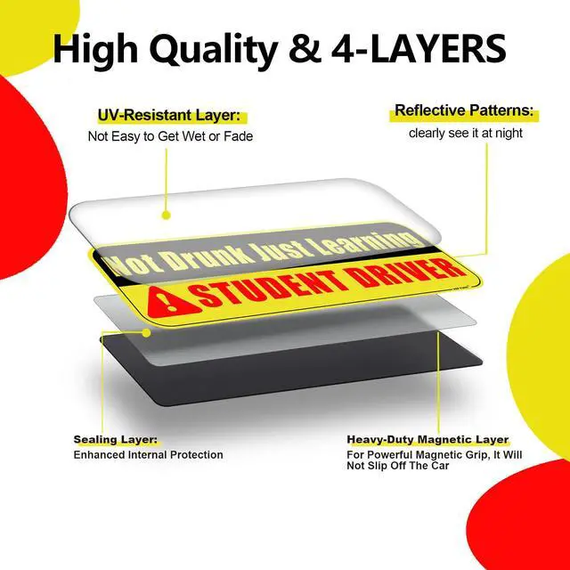Alt view image 2 of 6 - Large Student Driver Magnet for Car,3 PCS New Driver Magnet Sticker Sign