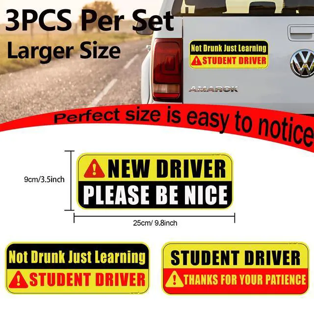 Alt view image 3 of 6 - Large Student Driver Magnet for Car,3 PCS New Driver Magnet Sticker Sign