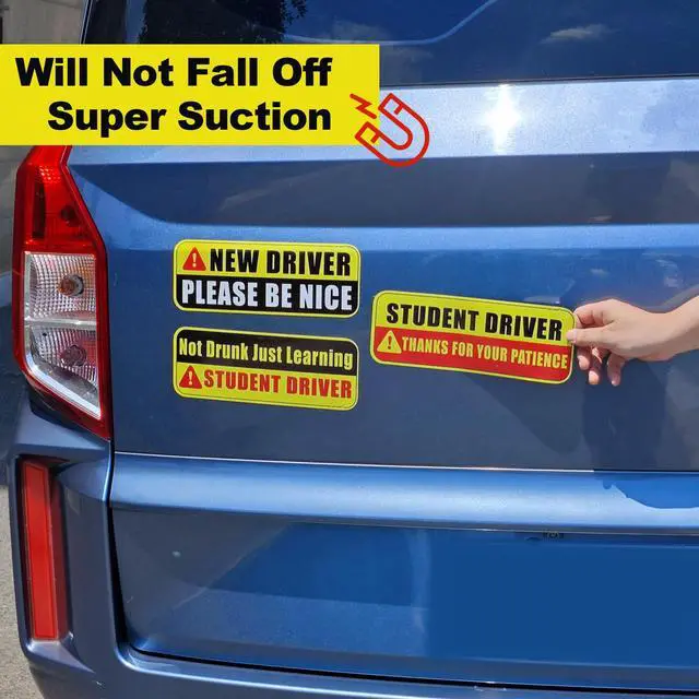 Alt view image 5 of 6 - Large Student Driver Magnet for Car,3 PCS New Driver Magnet Sticker Sign