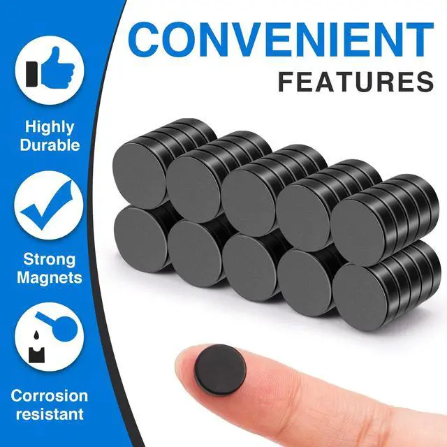 Alt view image 3 of 7 - Small Rare Earth Refrigerator Magnets, 50Pcs 10x3mm Black