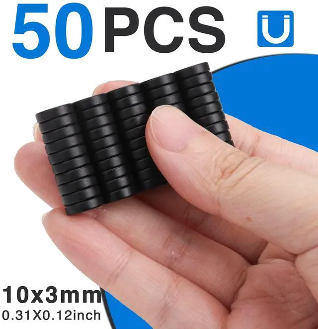 Alt view image 4 of 7 - Small Rare Earth Refrigerator Magnets, 50Pcs 10x3mm Black