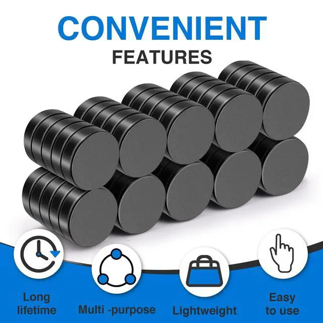 Alt view image 7 of 7 - Small Rare Earth Refrigerator Magnets, 50Pcs 10x3mm Black