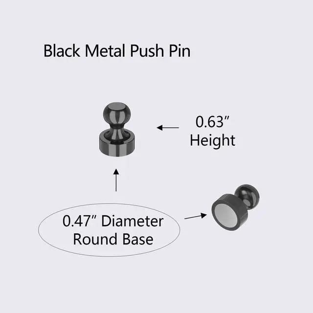 Alt view image 2 of 3 - Black Magnetic Metal Push Pins, Fridge Magnets Push Pins for Kitchen, Whiteboard, Office, Classroom and Map - Small Powerful Refrigerator Magnets,Super Strong Fridge Magnet - 24Pack