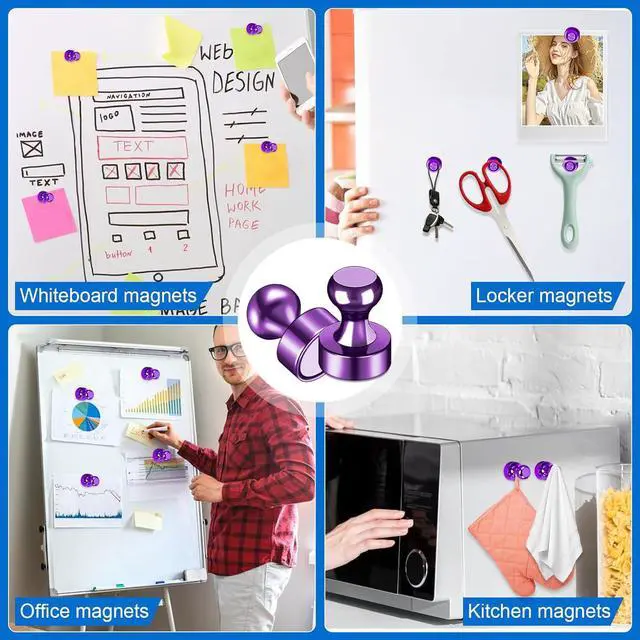 Alt view image 2 of 7 - Fridge Magnets 20Pcs, Magnet for Refrigerator Whiteboard, Purple