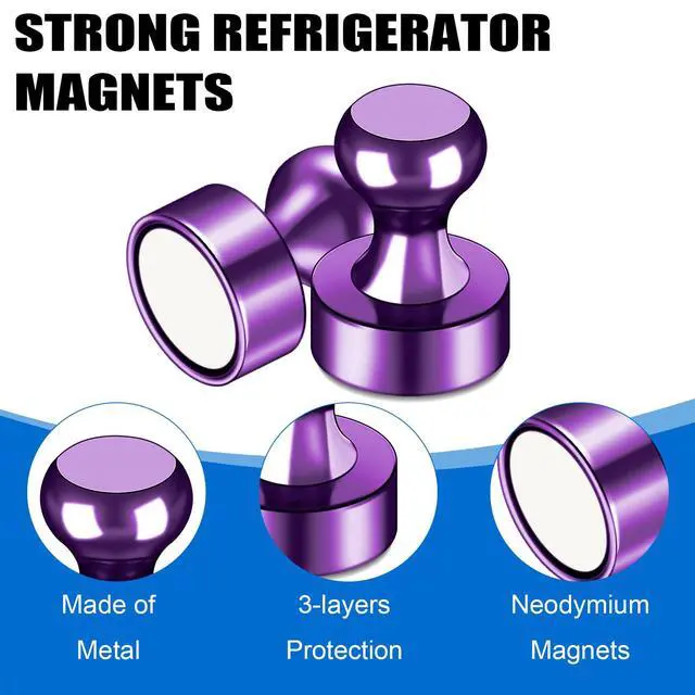 Alt view image 4 of 7 - Fridge Magnets 20Pcs, Magnet for Refrigerator Whiteboard, Purple