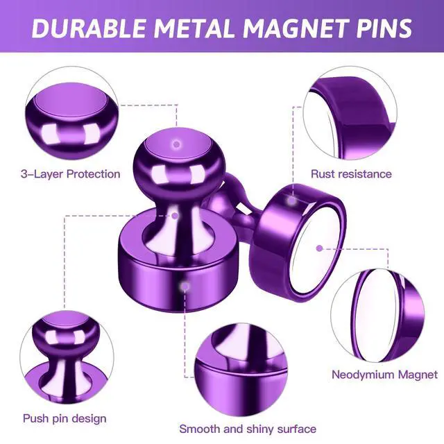 Alt view image 4 of 7 - 20Pcs Purple Refrigerator Magnets Cute Fridge Magnets Adults Small Strong Magnet for Whiteboards,Locker,Classroom,Purple Kitchen Accessories,Office Decor