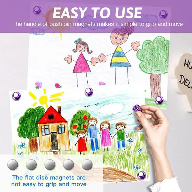 Alt view image 5 of 7 - 20Pcs Purple Refrigerator Magnets Cute Fridge Magnets Adults Small Strong Magnet for Whiteboards,Locker,Classroom,Purple Kitchen Accessories,Office Decor