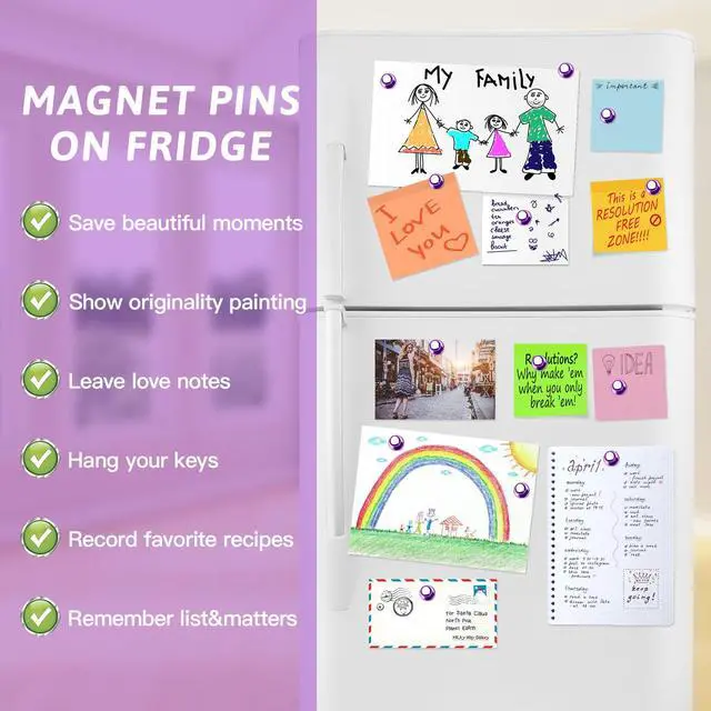 Alt view image 6 of 7 - 20Pcs Purple Refrigerator Magnets Cute Fridge Magnets Adults Small Strong Magnet for Whiteboards,Locker,Classroom,Purple Kitchen Accessories,Office Decor