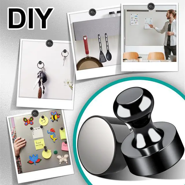 Alt view image 5 of 7 - Metallic Magnets, Refrigerator Magnets, 20 Pack Black Magnetic Push Pins, Strong Fridge Magnets, Multi-use Whiteboard Magnets Perfect for Kitchen Office Classroom