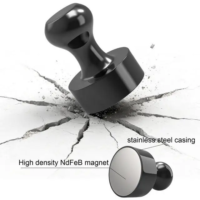 Alt view image 6 of 7 - Metallic Magnets, Refrigerator Magnets, 20 Pack Black Magnetic Push Pins, Strong Fridge Magnets, Multi-use Whiteboard Magnets Perfect for Kitchen Office Classroom