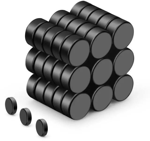 Main image of Small Black 6x3mm Round Tiny Neodymium Magnets, 45 Pcs