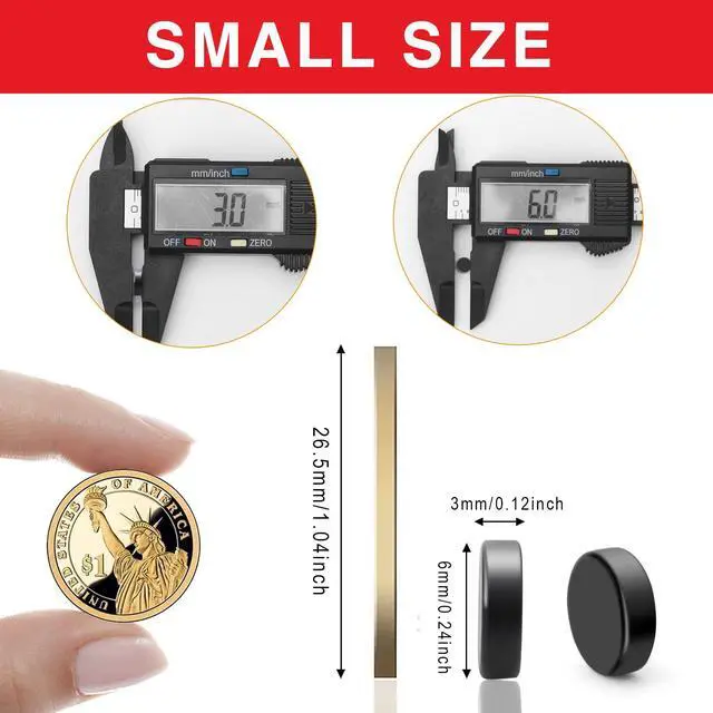 Alt view image 2 of 7 - Small Black 6x3mm Round Tiny Neodymium Magnets, 45 Pcs