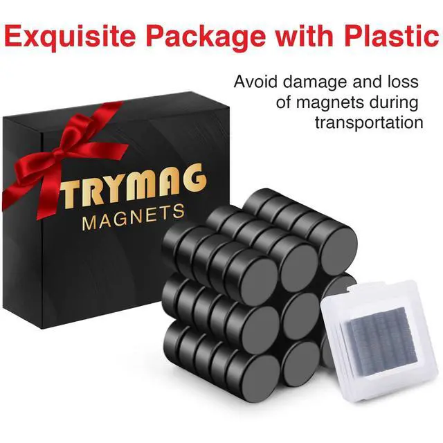 Alt view image 6 of 7 - Small Black 6x3mm Round Tiny Neodymium Magnets, 45 Pcs