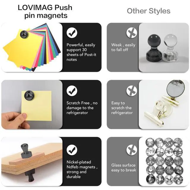 Alt view image 4 of 7 - Fridge Magnets 20Pcs, Magnet for Refrigerator Whiteboard, Black