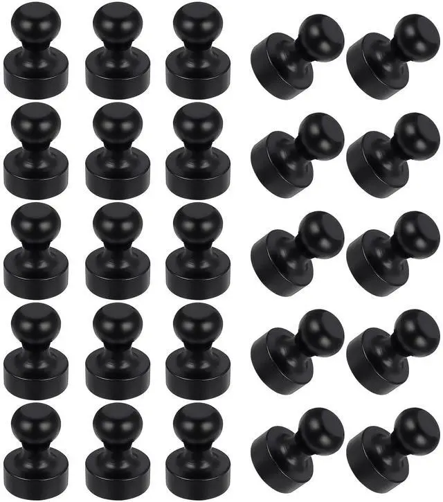 Main image of 25 Pcs Magnetic Push Pins, Black Push Pin Magnet, Small Strong Fridge Magnets, Refrigerator Whiteboard Magnet for School Locker Office Must Have