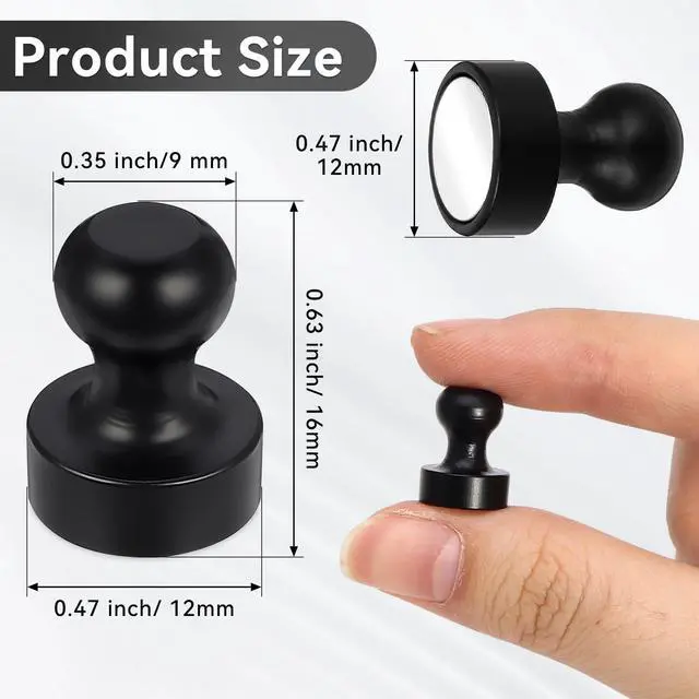 Alt view image 2 of 7 - 25 Pcs Magnetic Push Pins, Black Push Pin Magnet, Small Strong Fridge Magnets, Refrigerator Whiteboard Magnet for School Locker Office Must Have