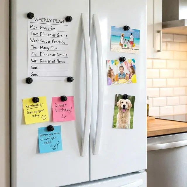 Alt view image 4 of 7 - 25 Pcs Magnetic Push Pins, Black Push Pin Magnet, Small Strong Fridge Magnets, Refrigerator Whiteboard Magnet for School Locker Office Must Have