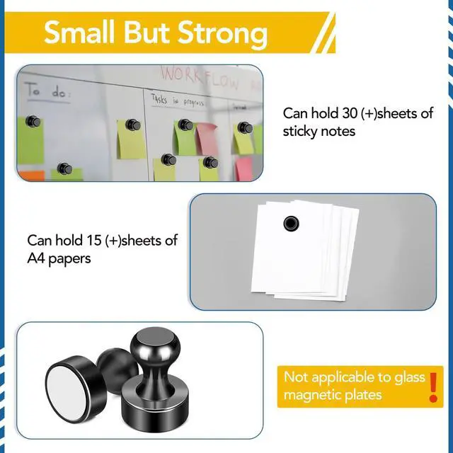 Alt view image 5 of 7 - Fridge Magnets 18Pcs, Magnet for Refrigerator Whiteboard, Black