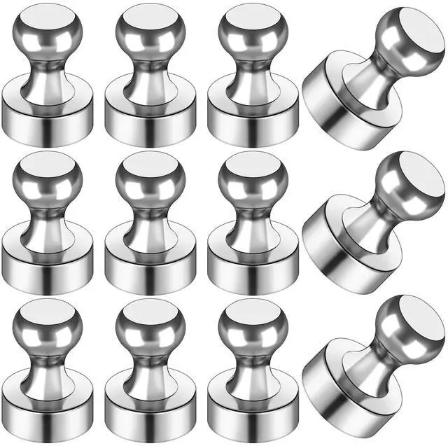 Main image of Fridge Magnets 12Pcs, Magnet for Refrigerator Whiteboard, Silver