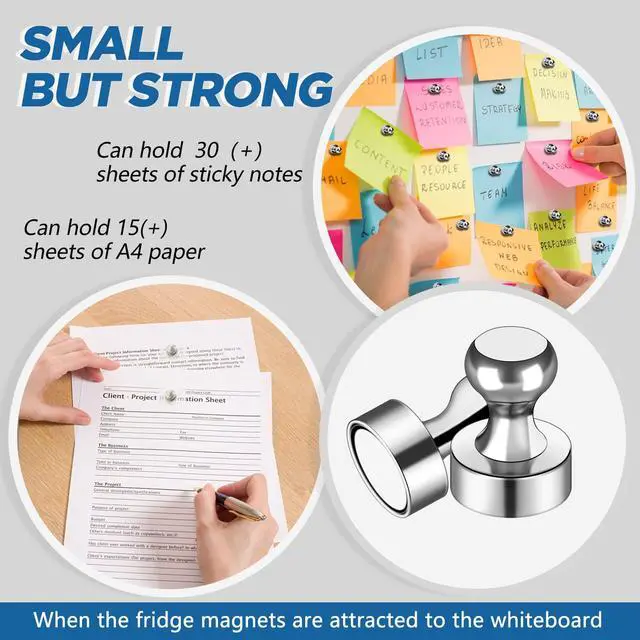 Alt view image 3 of 7 - Fridge Magnets 12Pcs, Magnet for Refrigerator Whiteboard, Silver