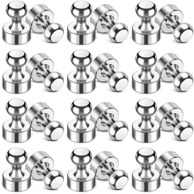 Main image of 24 Pcs Fridge Magnets, Refrigerator Magnets, Small Strong Magnets, Whiteboard Magnets for Fridge, Magnetic Push Pins for Locker, Kitchen Decor and Accessories, Office, Classroom Organization