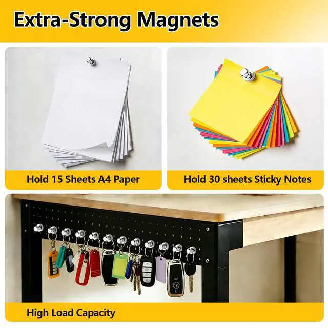 Alt view image 3 of 7 - 24 Pcs Fridge Magnets, Refrigerator Magnets, Small Strong Magnets, Whiteboard Magnets for Fridge, Magnetic Push Pins for Locker, Kitchen Decor and Accessories, Office, Classroom Organization