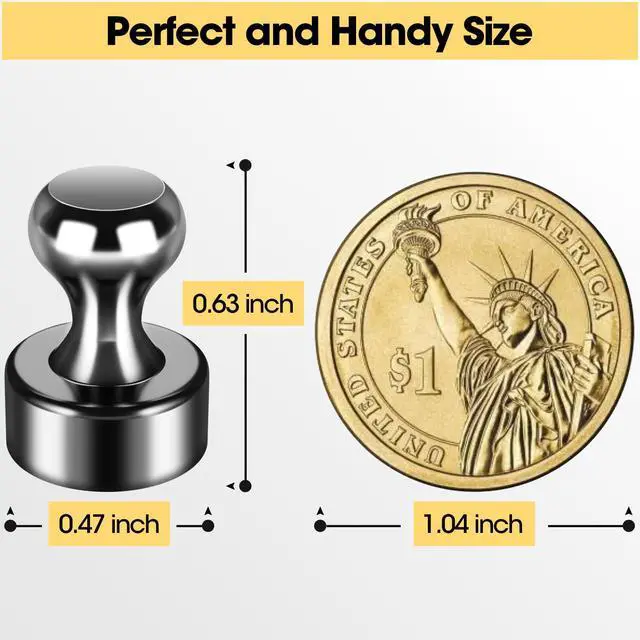 Alt view image 2 of 7 - 20 Pack Magnetic Push Pins, Black Strong Fridge Magnets
