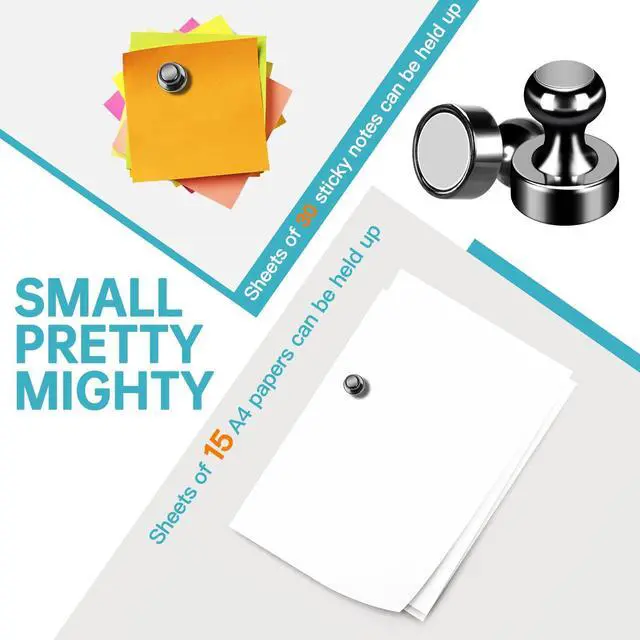 Alt view image 3 of 7 - Pack of 24 Black Fridge Magnets Strong Refrigerator Magnets Push Pins Magnets for Whiteboard Office Classroom Map Kitchen Office Locker