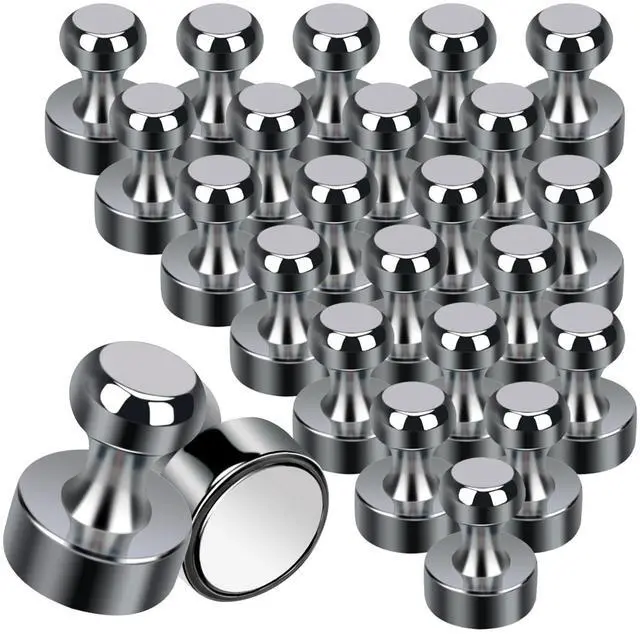 Main image of 24 Pack Black Whiteboard Magnets 12 x 16mm Push Pin Magnet, Strong Magnets, Round Small Magnets for Refrigerator, Curtain Magnets, Magnetic Clips, Neodymium Magnets