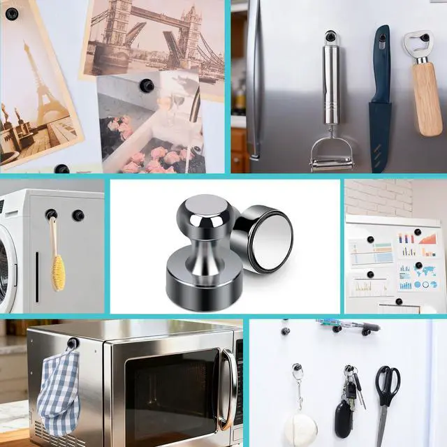 Alt view image 5 of 6 - 24 Pack Black Whiteboard Magnets 12 x 16mm Push Pin Magnet, Strong Magnets, Round Small Magnets for Refrigerator, Curtain Magnets, Magnetic Clips, Neodymium Magnets