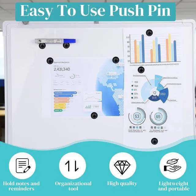Alt view image 6 of 6 - 24 Pack Black Whiteboard Magnets 12 x 16mm Push Pin Magnet, Strong Magnets, Round Small Magnets for Refrigerator, Curtain Magnets, Magnetic Clips, Neodymium Magnets
