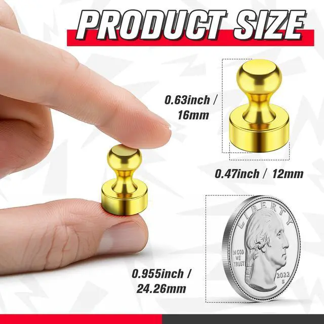 Alt view image 2 of 6 - Fridge Magnets, Refrigerator Magnets for Pictures, 14 Pack, Gold