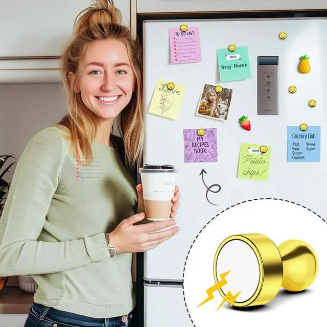 Alt view image 4 of 6 - Fridge Magnets, Refrigerator Magnets for Pictures, 14 Pack, Gold