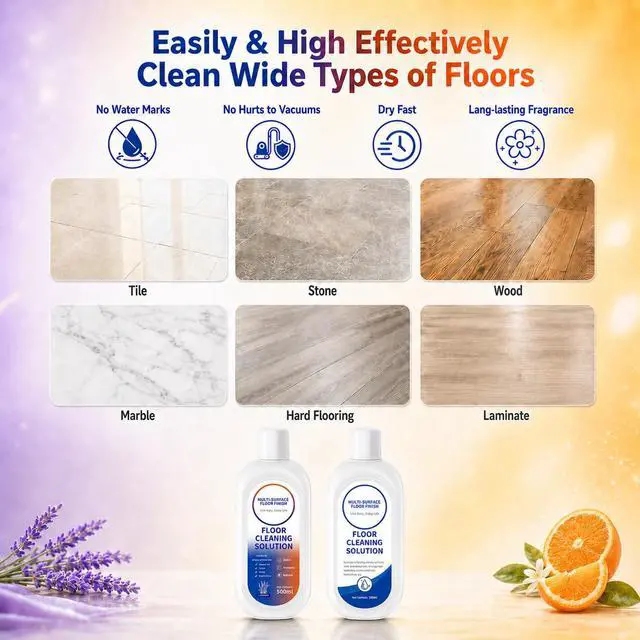 Alt view image 4 of 7 - Floor Cleaning Solution Compatible with Tineco Cleaning Solution, Residue & Streak Free, Suitable for All Robot Vacuum Cleaners and Wireless Wet Dry Dual-Use Vacuum Cleaners (Original flavor+Lavender)