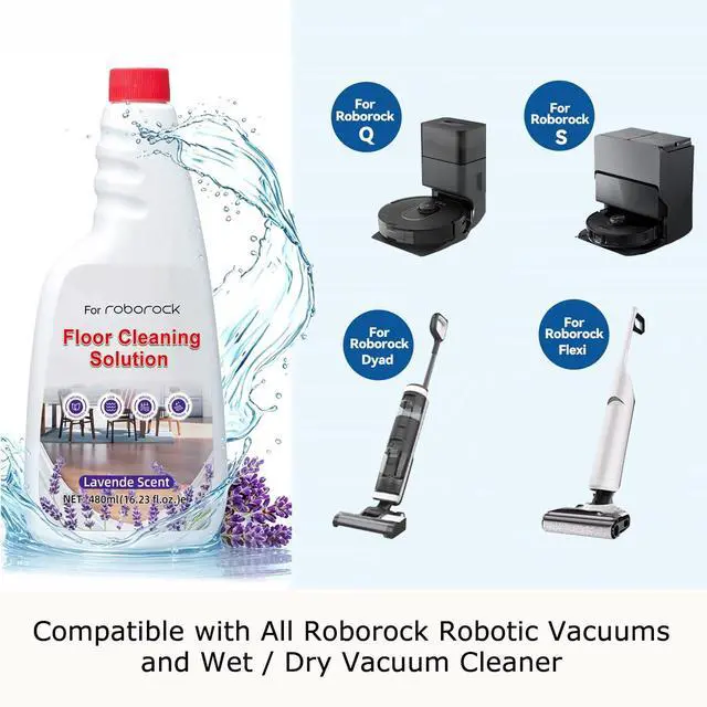 Alt view image 2 of 7 - Floor Solution for Roborock Floor Cleaning Solution, Residue & Streak Free Deep Clean for Hardwood, Compatible with Roborock Saros 10/10R/Z70, Q7 Q8 Q10 S7 S8 Qrevo Series (Lavender)